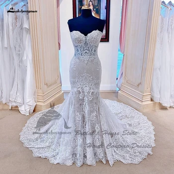 Lakshmigown Vestidos, винтажные кружевные свадебные платья Русалки для женщин 2023, свадебные платья в стиле милой гражданской Бохо с открытыми плечами