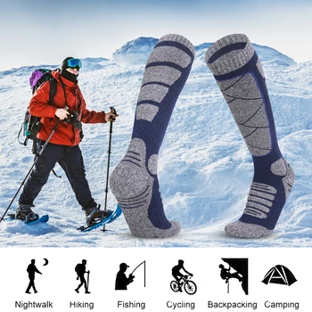 1 пара носков до колена для скалолазания, комфортные лыжные длинные носки, мужские женские зимние длинные теплые носки для лыжного туризма, сноубординга