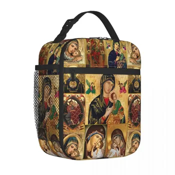 Богоматерь Гваделупская Изолированная сумка для ланча Большая сумка-контейнер для христианской еды Девы Марии, Ланч-бокс, сумка-тоут для женщин на открытом воздухе