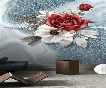 Скандинавский современный цветок розы креативный свет роскошная гостиная ТВ фоновые обои 3D профессиональная настенная роспись на заказ настенное покрытие
