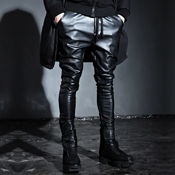 27-46 2023 Мужская Женская одежда Узкие брюки со шнуровкой в стиле Ямамото Кожаные брюки Для любителей джинсов большого размера