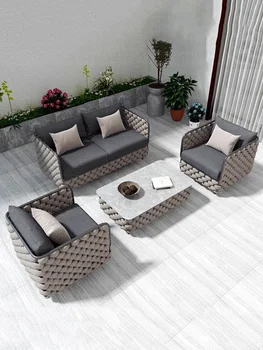 Уличный диван с патио, терраса для отеля, вилла, солнцезащитный крем, мебель для кресел из ротанга
