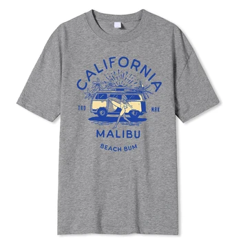 Калифорнийский пляж Малибу С принтами бродяг, одежда с принтом, Мужская футболка оверсайз, Летняя удобная повседневная футболка, хлопковая футболка