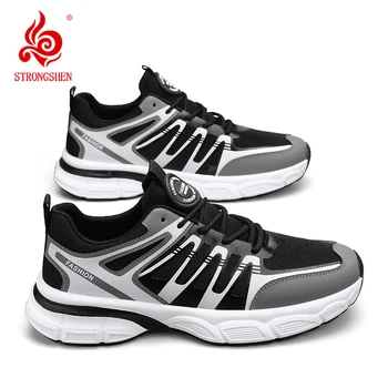 Мужская спортивная обувь STRONGSHEN, повседневные кроссовки, легкие сетчатые кроссовки на плоской подошве, удобная дышащая износостойкая обувь