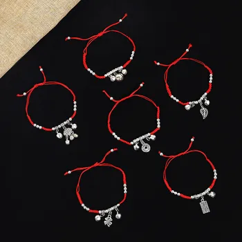 Корейская версия ножного браслета из красной веревки, модный женский браслет-колокольчик, оригинальный Серебряный ножной браслет Miao, студенческий подарок