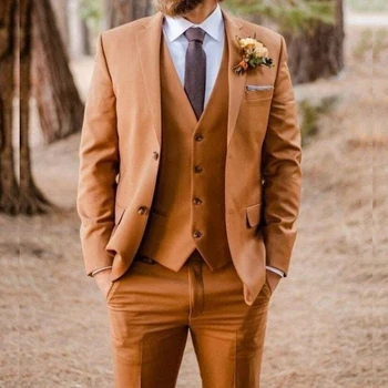 Свадебный блейзер, мужские костюмы, полный комплект, однобортный на двух пуговицах, с зубчатым лацканом, для торжественного случая, куртка из 3 предметов, Брюки, жилет, приталенный