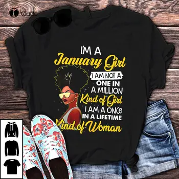 Я Январская девушка, Черная девушка в очках, подарок на день рождения, Женская футболка S-5XL, черные футболки для учителей для женщин