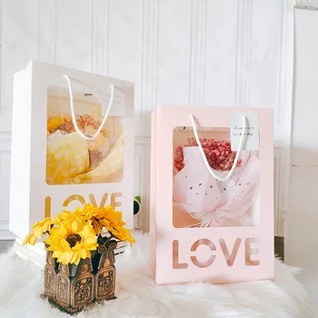 Портативная коробка для цветов, водонепроницаемая бумажная сумочка, Подарочная упаковка, сумки для флористов, Удобные сумки для цветов, ящики для хранения роз на свадебной вечеринке
