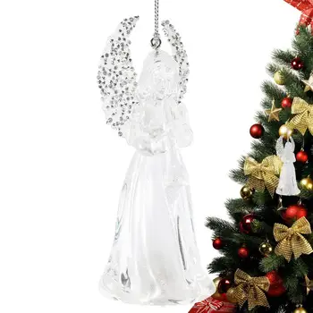 Ангельские украшения для рождественской елки Красочная светодиодная 3D Прозрачная акриловая подвеска в виде Ангела Элегантная Декоративная Рождественская елка в виде ангела