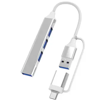 Тип C + USB-концентратор Док-станция 3.0 USB 3.0 2.0 Концентратор 4 порта мультиразветвитель адаптер OTG для Macbook Алюминиевый сплав