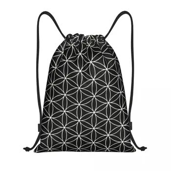 Модный Сакральный Геометрический рюкзак с изображением Цветка Жизни на шнурке Для женщин и мужчин, Спортивный рюкзак для спортзала, Переносная сумка для тренировок с Мандалой, сумка