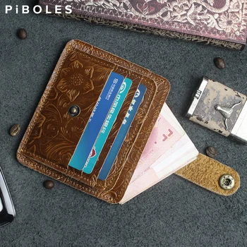 Мужской кошелек из натуральной кожи с держателем кредитной ID-карты, мужской тонкий кожаный кошелек для монет, кошелек для водительских прав для бизнеса