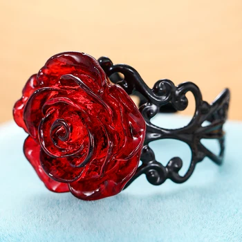 Винтажное готическое кольцо с красной Розой, Регулируемые полые кольца для женщин, ведьма, Языческий панк, Креативный подарок для крутой девушки на Хэллоуин, вечерние украшения