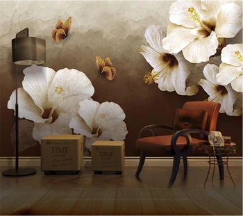 Большие обои на заказ 3D фотообои Европейские ностальгические цветы, фон в виде бабочки, настенная живопись для гостиной, спальни