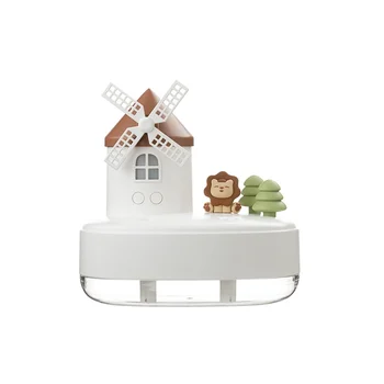 Увлажнитель Воздуха Windmill Mini Desktop Cute Pet Humidifier Увлажнитель Прохладного Тумана с Музыкальной Шкатулкой и Ночником (Белый)