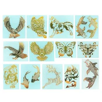 Новые металлические наклейки с изображением животных Орел, бабочка, Волк, Кои 3D наклейки для переноса на мобильный телефон, компьютер, декоративные наклейки