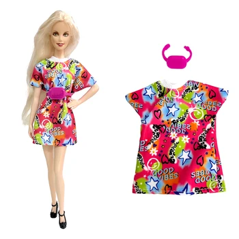 NK 1 шт. модное платье со звездным рисунком для куклы + милая розовая сумка для аксессуаров для куклы Барби, детская игрушка