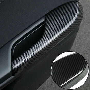 4шт Черная отделка панели подлокотника внутренней двери из углеродного волокна для Honda Civic 2016 2017 2018 2019 2020 2021 Наклейки для стайлинга автомобилей