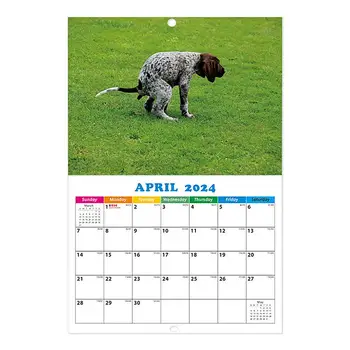 Календарь собак на 2024 год, ежемесячный Забавный подвесной календарь, собаки какают в красивых местах, ежемесячные настенные календари.