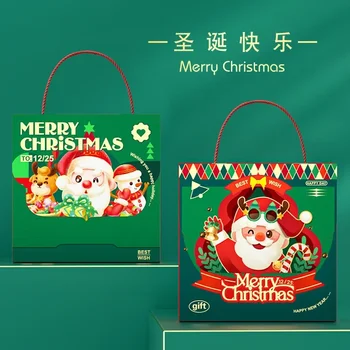 Праздничные рождественские подарочные коробки и пакеты для сладких закусок, украшенные тематикой счастливых праздников, идеальная упаковка для подарка