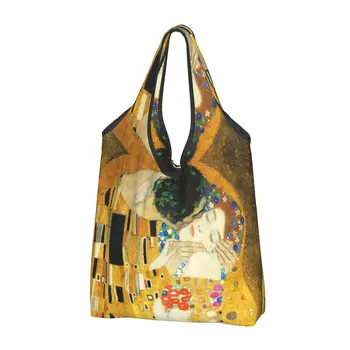 Klimt Kiss Бакалейная сумка для покупок Женская милая сумка Gustav Klimt Freyas Art Shopper, сумка через плечо, сумка большой емкости