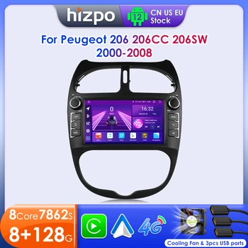 Hizpo Автомобильные Интеллектуальные Системы Радио Для Peugeot 206 206CC 206SW 2000-2008 Беспроводной CarPlay Android 12 Auto No 2 din 2din DVD