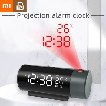 Xiaomi Youpin Светодиодный цифровой будильник с поворотом на 180 °, электронный настольный проектор, прикроватная тумбочка для спальни, часы с автоматическим отключением подсветки