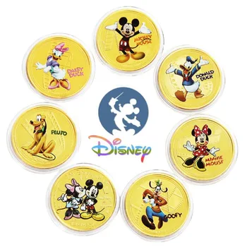 Disney kawaii милый Микки Минни Дональд Дак Гуфи анимационный мультфильм красочная позолоченная памятная медаль сувенир оптом