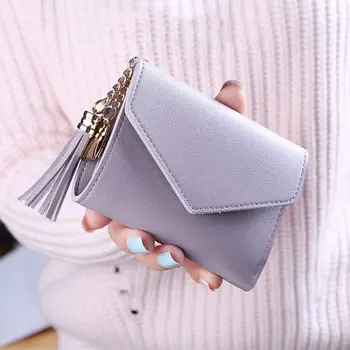 Женская модная сумочка, женские мини-кошельки, маленький кошелек, короткий кошелек с кисточками