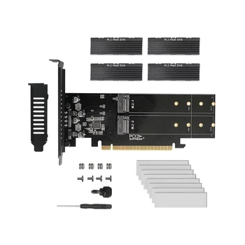 Карта-адаптер PCIe-M2, PCIE X16 с 4 Портами M2 NVME M Key SSD Дополнительная карта PCI Express с Радиатором