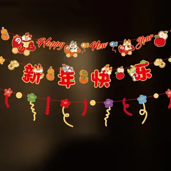 Весенний Фестиваль, Китайский Новый Год, Набор Фонарей с Мультяшным Рисунком Дракона, Украшения, Праздничные Подвесные Банты, Реквизит, Подвешенный к потолку
