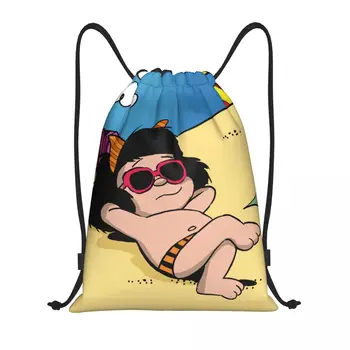 Забавный рюкзак Mafalda Summer Time на шнурке, спортивная спортивная сумка для женщин, мужчин, Мультфильм, Манга, Квино, Тренировочный рюкзак