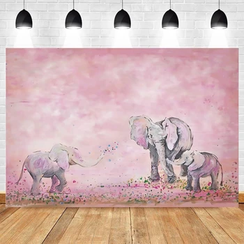 День рождения мультфильма Yeele, Розовый Фон для фотосессии со слоном, Фотографические декорации, фоны для фотостудии