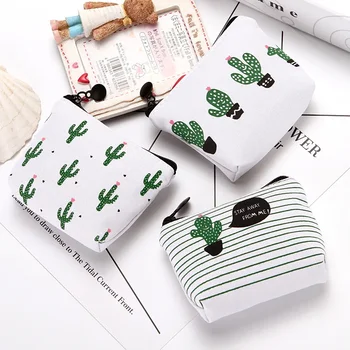 Креативный холщовый треугольный кошелек с кактусом, маленькая сумка для монет из свежих растений, сумка для ключей, портативная сумка, портативная и компактная
