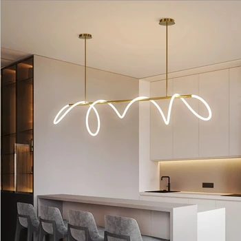 Уникальные светодиодные подвесные светильники DIY с регулируемой яркостью, золотой минималистичный декор для кухни, столовой, бара, подвесные светильники, готовые к отправке