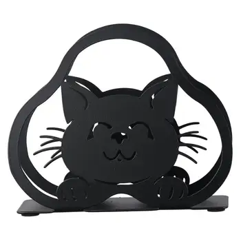Металлический держатель для салфеток в кошачьей тематике, отдельно стоящий Черный держатель для салфеток в ресторане, утюг, легко моющийся, держатель для салфеток в кафе, стол