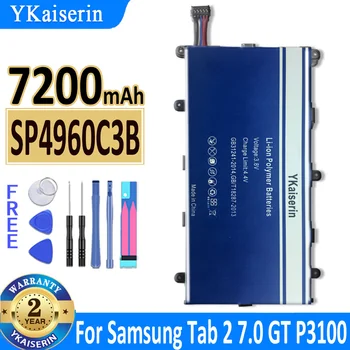 YKaiserin SP4960C3B Аккумулятор 7200 мАч Для Samsung Galaxy Tab 2 7,0 и 7,0 Плюс GT-P3100 P3100 P3110 P6200 P3100 GT-P3113 Bateria