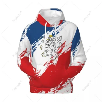 Унисекс Толстовка с капюшоном цвета флага Чешской Республики 3D Для мужчин и женщин, толстовка в стиле Харадзюку, пуловеры, толстовки из полиэстера, повседневные, 4 шт.