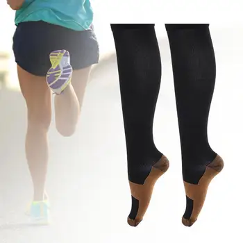 Женские дышащие компрессионные чулки в стиле пэчворк, длинные носки для велоспорта и бега