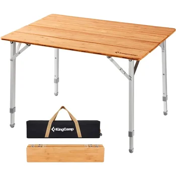 Легкий Устойчивый складной стол для кемпинга, бамбуковый складной стол на открытом воздухе, регулируемая высота, портативный стол для пикника