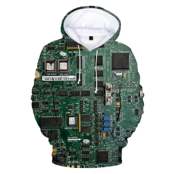 Печатная плата Grpahic Толстовки для Мужской Одежды 3D Электронный Чип CPU Печатные Пуловеры С Капюшоном Забавные Детские Толстовки Swaetshirt Топы