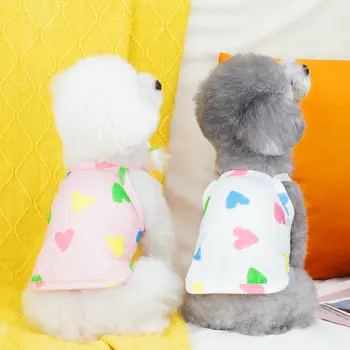 Люблю Полную одежду для щенков с принтом Летняя Мягкая удобная жилетка для собак Корейская версия одежды для домашних животных Одежда на подтяжках для шнауцеров XS-XL