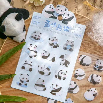 2 Листа ПВХ наклеек Милое мультяшное животное Панда, цветок, наклейки для декоративного материала для коллажей, скрапбукинга, ведения дневника своими руками