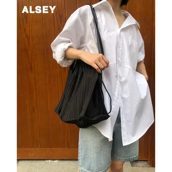 ALSEY Miyake, плиссированная дорожная сумка, Корейские модные сумки через плечо, уличная одежда, дизайнерская сумка в корейском стиле, сумки-тоут для женщин
