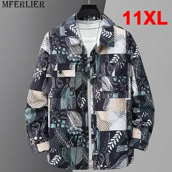 Рубашка 10XL 11XL Плюс Размер, куртка, мужская модная уличная одежда, рубашка с длинным рукавом, мужские весенне-осенние рубашки, мужские Большие размеры 11XL