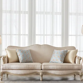 Индивидуальный легкий роскошный диван из ткани во французском американском стиле, современный простой диван из массива дерева для трех человек, гостиная 2023 дизайнер n