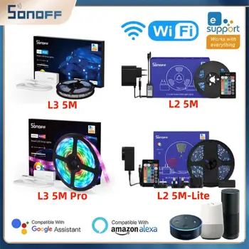 SONOFF Smart WiFi LED Light Strip L3 / L2 5M Pro Lite С Регулируемой Яркостью Водонепроницаемая RGB Лента Работает через приложение eWeLink Alexa Google Home