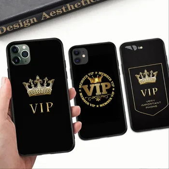 Золотая Корона VIP Чехол Для Смартфона iPhone 14 13 12 11 XS X 8 7 6 Plus Mini Pro Max SE 2022 Черный Мягкий Чехол Для Телефона Funda