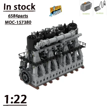 MOC-157380 Серия классических фильмов Двухуровневый паровой двигатель с тремя расширениями В сборе, соединяющий строительный блок, Модель 6584 Детали, Игрушка в подарок