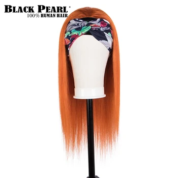 Черный жемчуг, имбирно-оранжевый цвет, прямые волосы, Оранжевая повязка на голову, парик из человеческих волос, прямые человеческие волосы для афроамериканских женщин